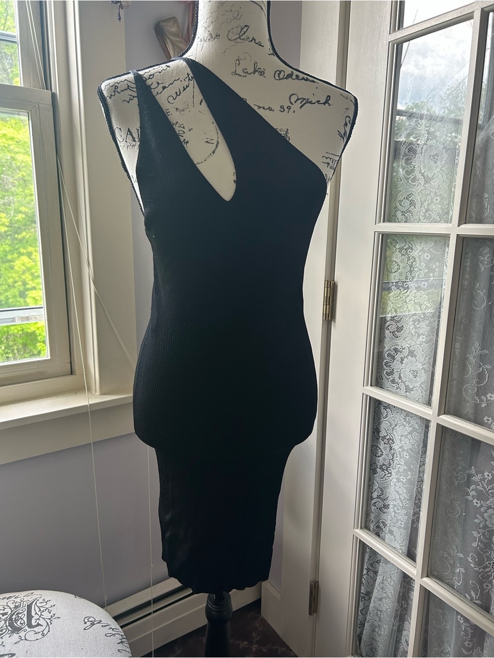Zara One-Shoulder Black Asymmetric Cutout Dress